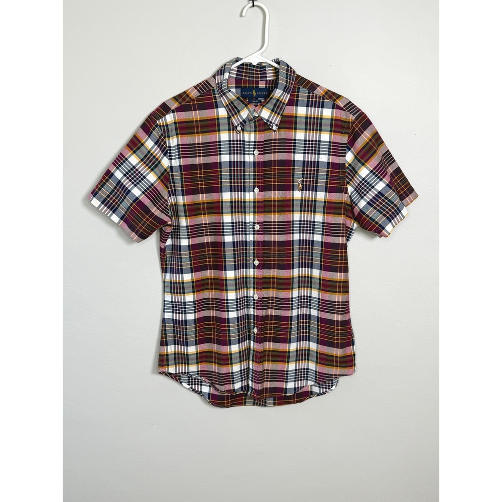 Ralph Lauren Button Down Shirt Mens L Multicolor Plaid Slim Fit Preppy‎ Heritage